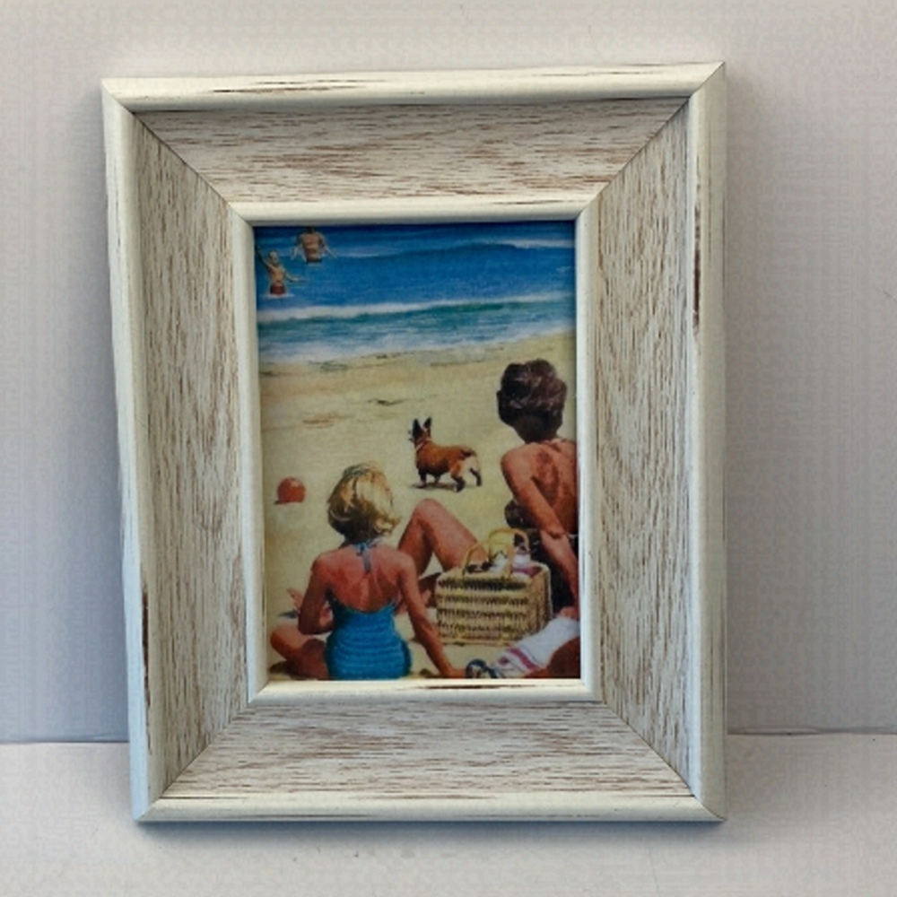 White wood picture frame boho coastal beach lake house bohemian 8”x10”